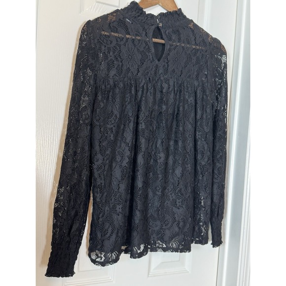 Cable And Gauge Black Lace Longsleeve‎ Blouse M Whimsigoth Witchy Fairy - Picture 5 of 8